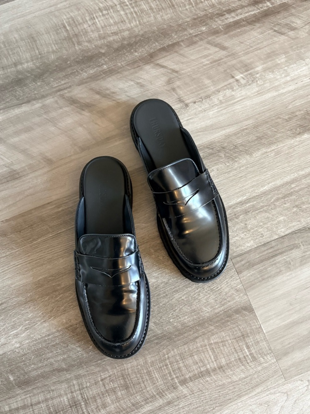 Thursday Boot Company Black Leather Penny Loafer Mule - New without box